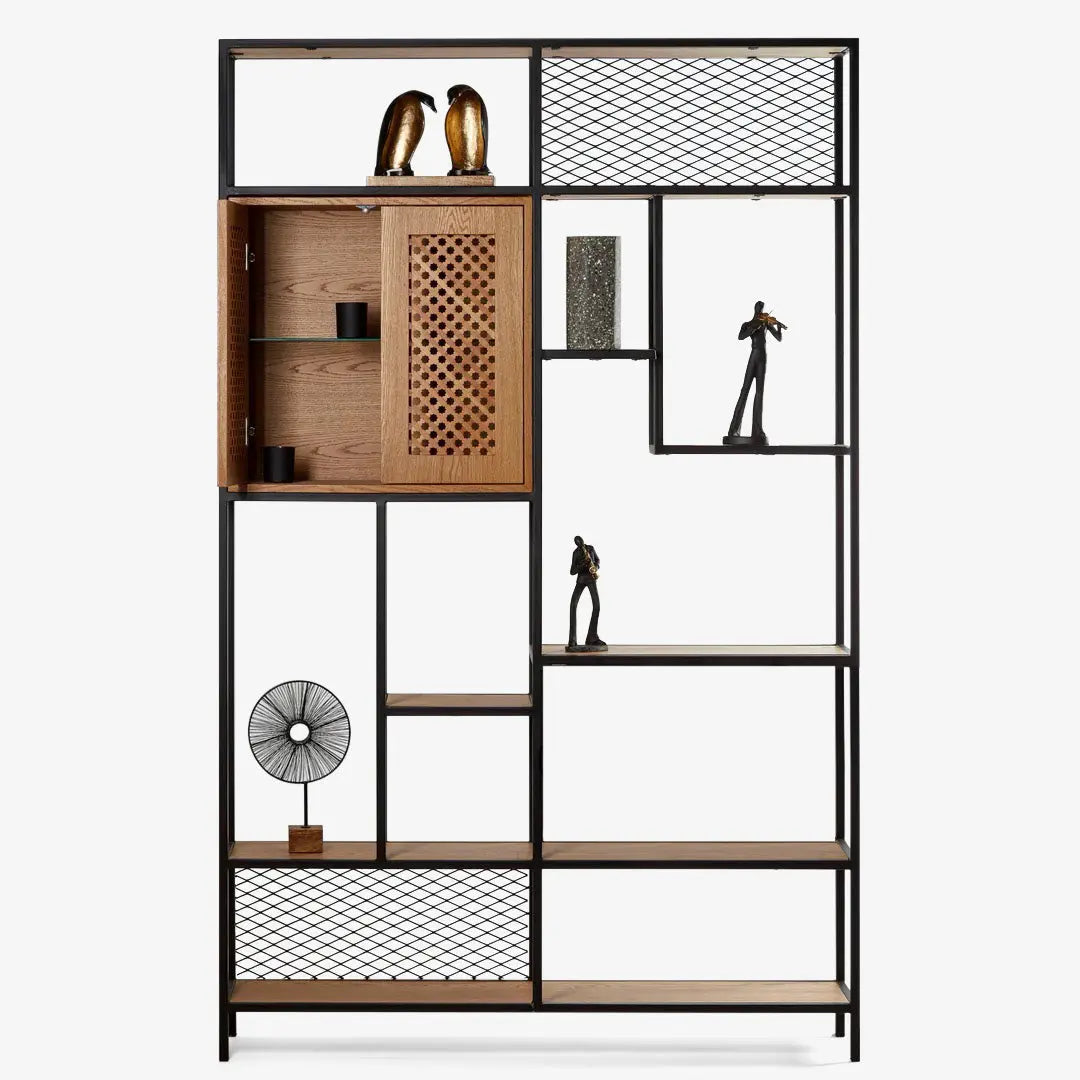 REEN | יחידת מדפים מברזל עם מעמד לבקבוקים - ZVZstyle