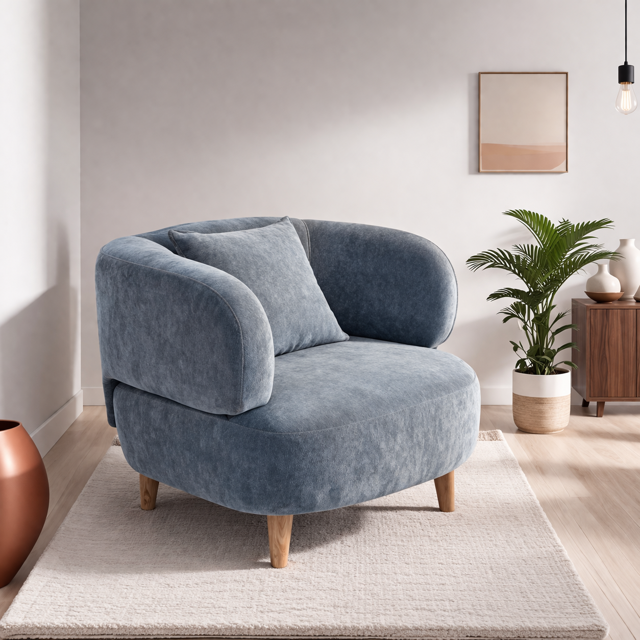 MILA | כורסא מודרנית לסלון בצבע כחול