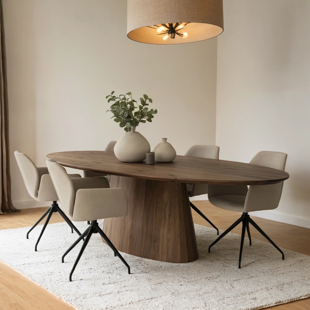 FRANCIA | שולחן פינת אוכל סגלגל מעץ אגוז אמריקאי 8