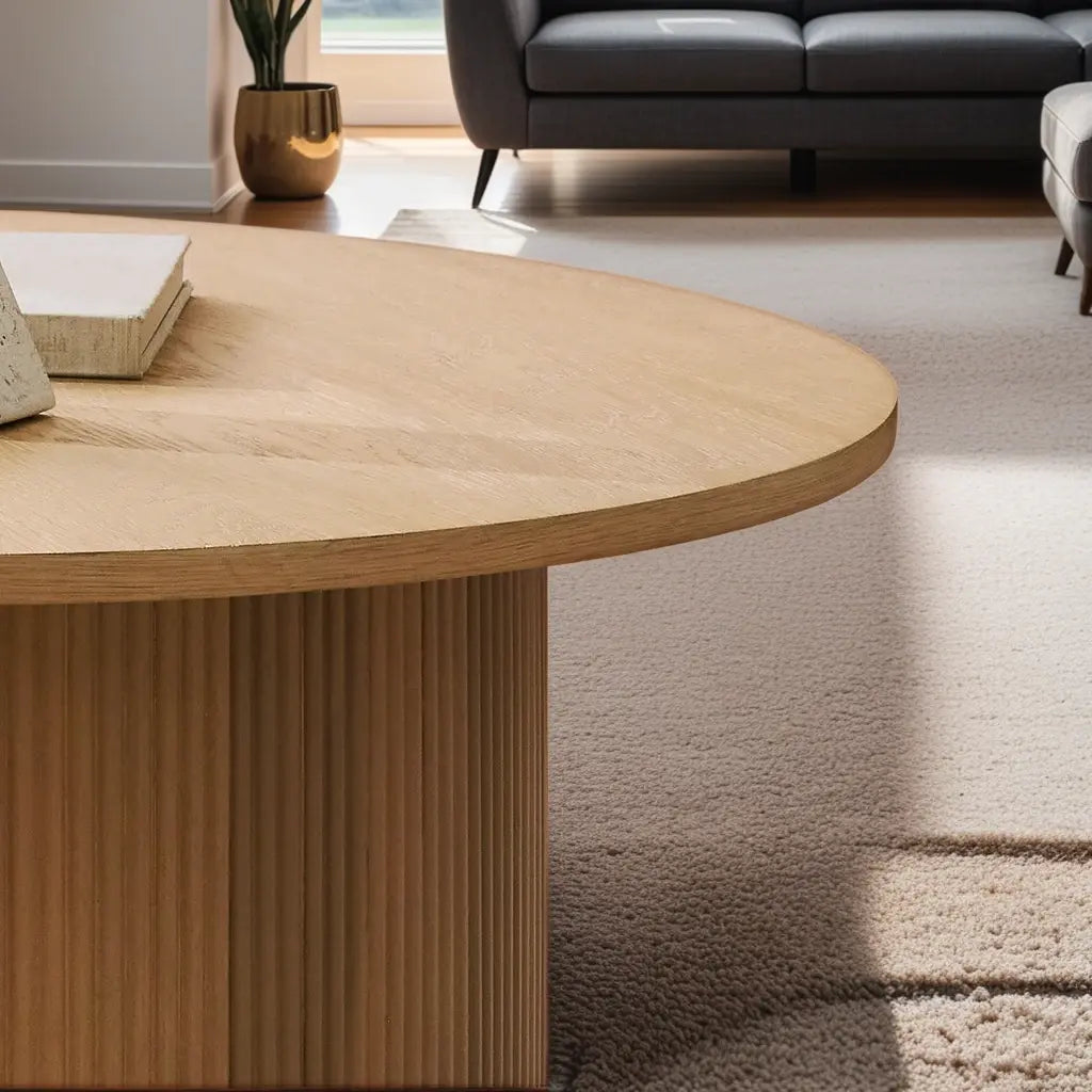 NURI | שולחן קפה עגול מעץ אלון - ZVZstyle