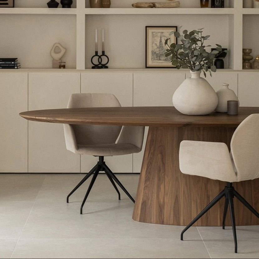 FRANCIA | שולחן פינת אוכל סגלגל מעץ אגוז אמריקאי 8