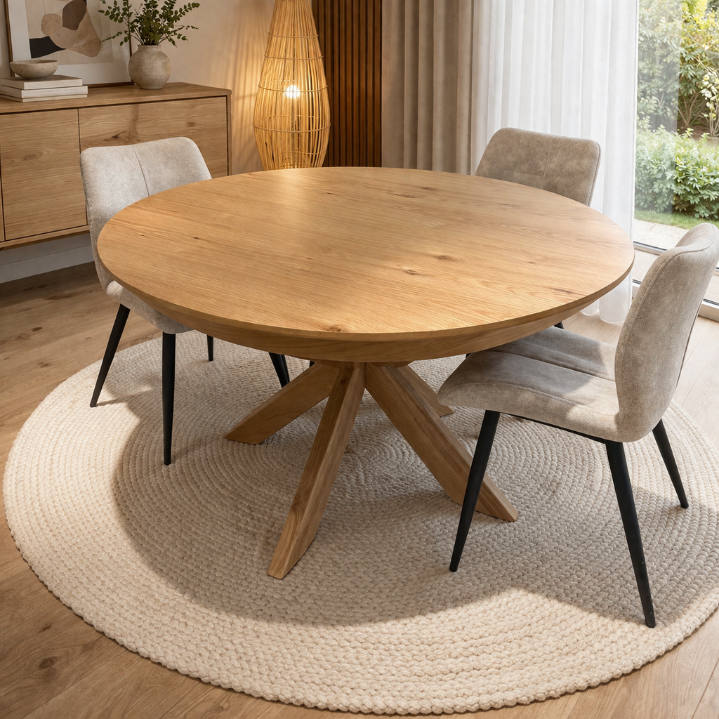 VALEY |  שולחן אוכל עץ אלון עגול נפתח