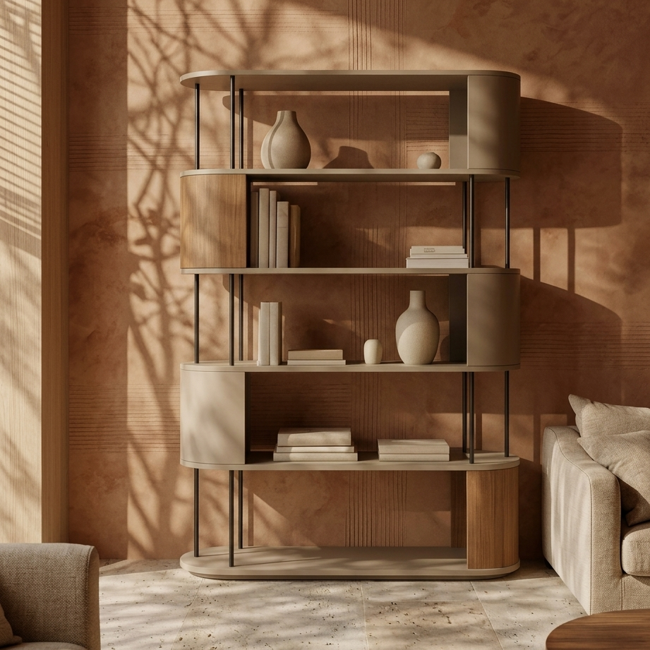 STONBES | יחידת מדפים עם עץ פורניר משולב