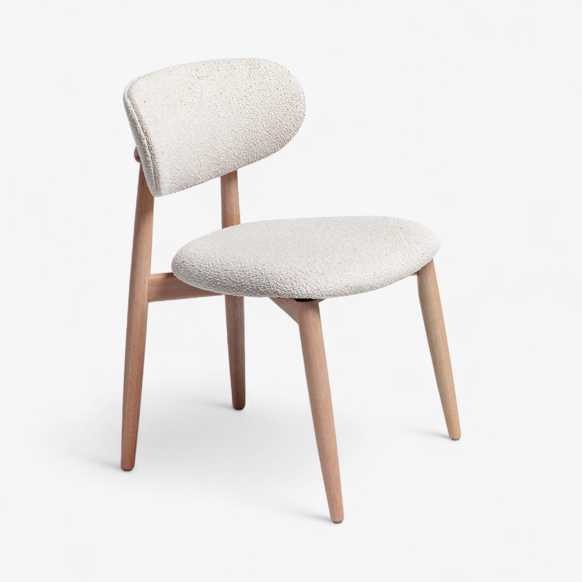 VIKA | כיסא בבד בוקלה עם רגלי עץ אלון